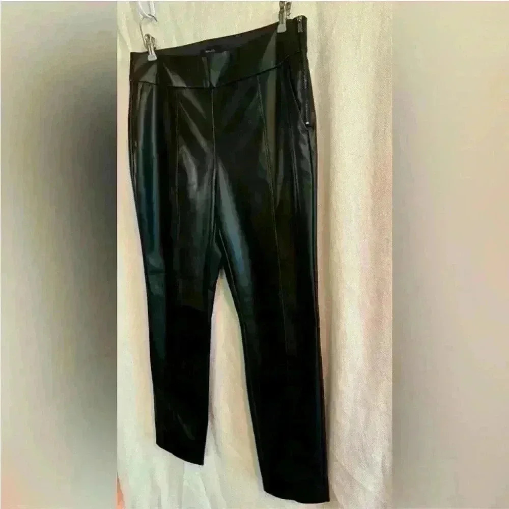 NWT RW&CO Brown Faux-Leather High-Waist Slim Ankle Pant Women's Size 12 - Picture 5 of 13